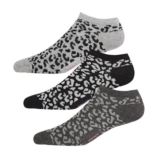 DKNY donna, caviglie calzini, grigio scuro/nero/grigio, confezione da 3, taglie 37-40