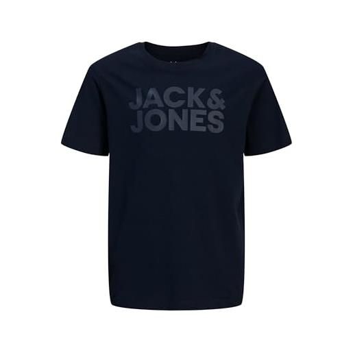 JACK & JONES jack&jones junior jjecorp logo tee ss o-neck sn jnr t-shirt, navy blazer/print: jr/large print w. Navy blazer, 176 bambino