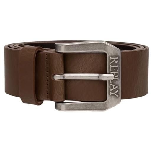 Replay cintura da uomo in pelle, marrone (dk brown wood 110), 90 cm