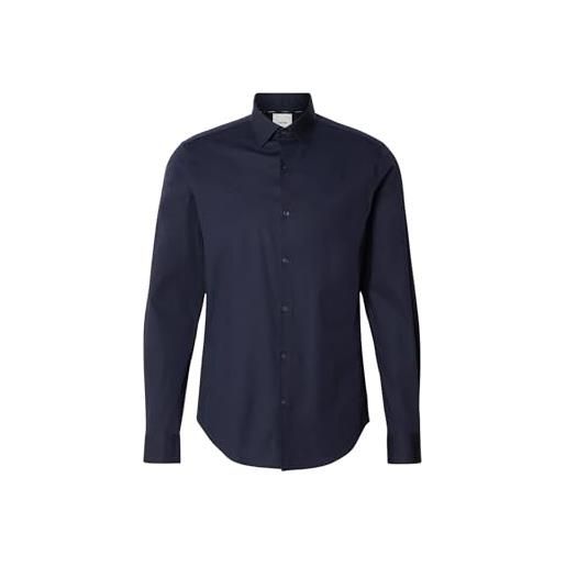 Calvin Klein slim esntl poplin nos str sld camicie, blu (cielo notturno), l uomo