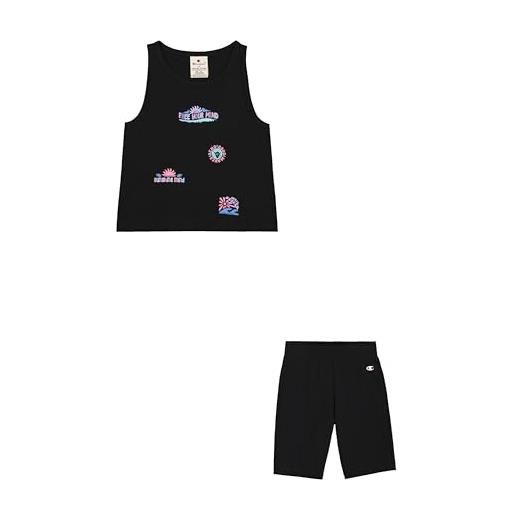 Champion legacy girl - graphic leggings shorts set, impostato bambina, black (kk001), 