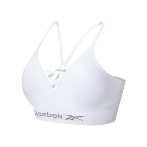 Reebok donna, top, reggiseno senza cuciture, bianco, grande