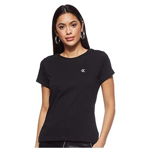 Calvin Klein Jeans calvin klein donna t-shirt maniche corte ck embroidery scollo rotondo, nero (ck black), xs