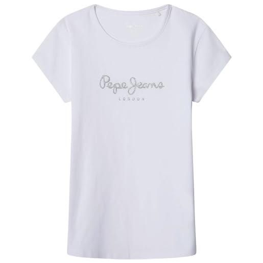 Pepe Jeans hana glitter n t-shirt, bianco, 4 anni bambine e ragazze