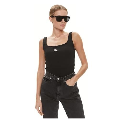 Calvin Klein donna canotta ck rib scollo rotondo, nero (ck black), m