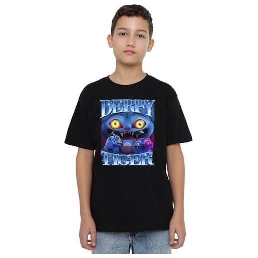 KPop Demon Hunters k-pop demon hunters - derpy tiger bootleg kids t shirt, black, 9-11
