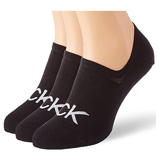 Calvin Klein logo men's liner socks 3 pack, footie, uomo, taglia unica, nero (black)
