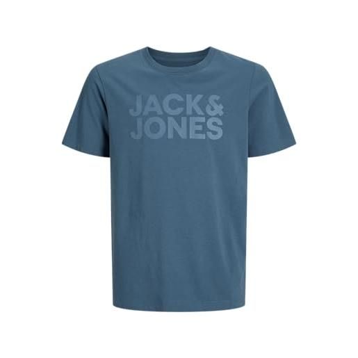 JACK & JONES jjecorp logo tee ss o-neck noos jnr t-shirt bambino, blu scuro, 176