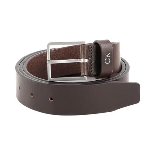 Calvin Klein uomo cintura formal plaque belt 3.5 cm cintura in pelle, marrone (dark brown), 80 cm