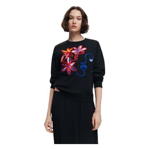 Desigual maglia da donna a maniche lunghe felpa, nero, xl