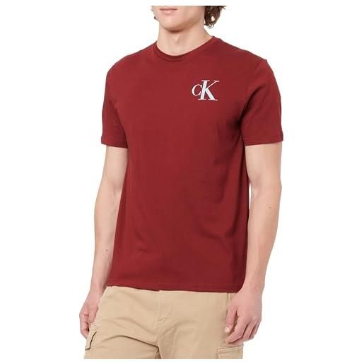 Calvin Klein uomo t-shirt maniche corte left chest logo tee slim fit, rosso (renaissance red), xl
