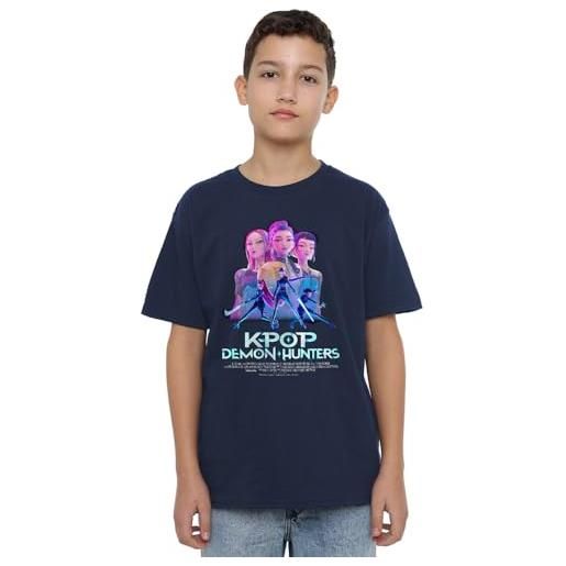 KPop Demon Hunters k-pop demon hunters - huntrix huntr/x billboard poster kids t shirt, navy, 3-4
