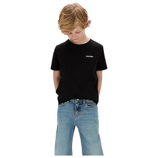 Calvin Klein chest inst. Logo ss t-shirt iu0iu00683 maglietta s/s, black (ck black), 12 anni unisex-adulto
