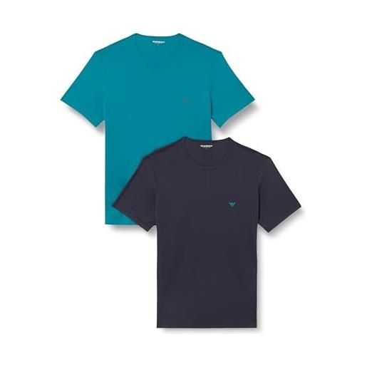 Emporio armani 2-pack crew neck t-shirt, harbour blue/armani, s uomo