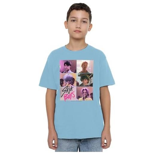 KPop Demon Hunters k-pop demon hunters saja boys era grid t shirt, white, 3-4 jahre unisex kids