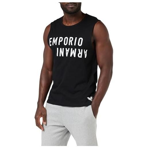 Emporio Armani bold logo sleveless t-shirt, t-shirt uomo, multicolore (black-white), s