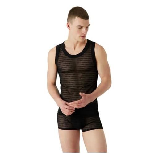 Emporio Armani men's tank jacquard logo mesh t-shirt, nero, m uomo