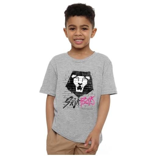 KPop Demon Hunters k-pop demon hunters - saja boys graffiti wall kids t shirt, heather grey, 5-6