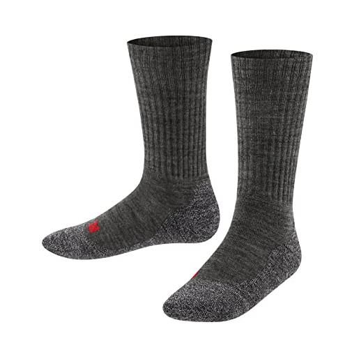 FALKE active warm k so lana filo funzionale spessi caldi traspiranti tinta unita 1 paio, calzini unisex - bambini, grigio asphalt melange 3180, 27-30