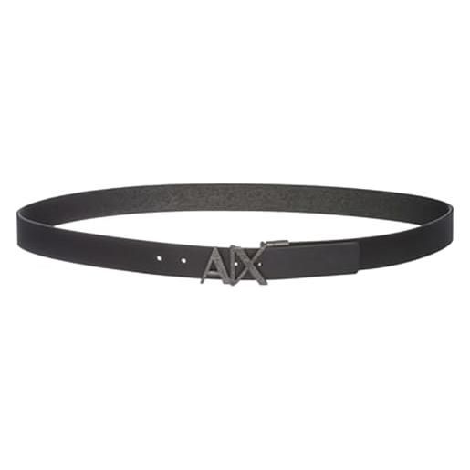 Armani Exchange ax hinge-cintura reversibile, nero/nero, taglia unica uomo