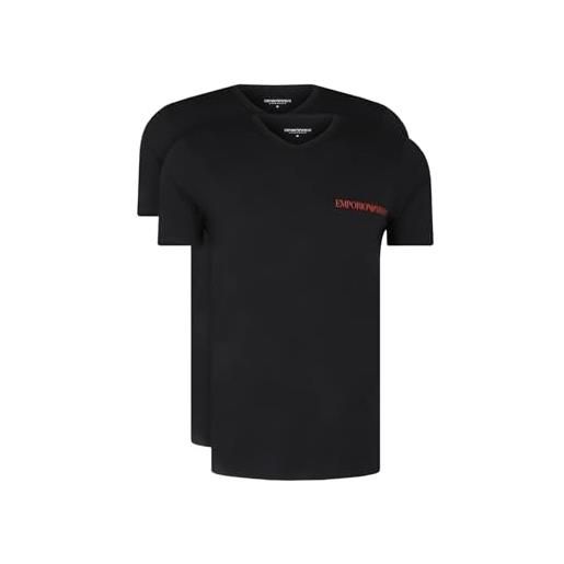 Emporio Armani core logoband v-neck 2-pack t-shirt, nero/nero, xl (pacco da 2) men's