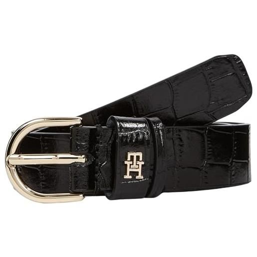 Tommy Hilfiger donna cintura essential effortless 2,5 con effetto coccodrillo, nero (black), 80 cm