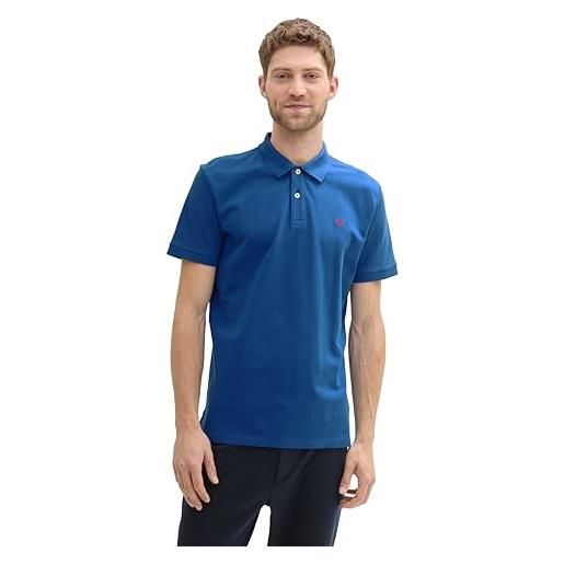 TOM TAILOR polo basic piqué, uomo, blu (advanced blue 11132), xxl