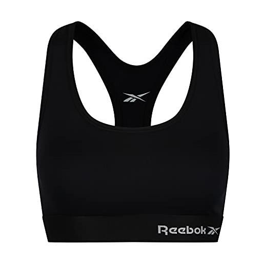 Reebok donna, top corto sportivo, nero, xs