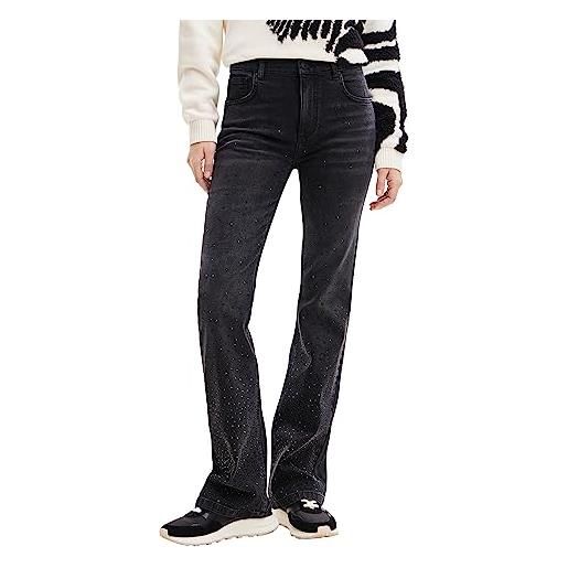 Desigual pantaloni casual da donna in denim, nero, 40