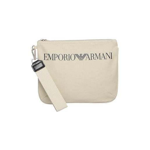 Emporio Armani logo pouch bag, grigio perlato, taglia unica unisex-adulto