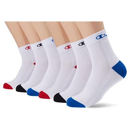 Champion core multicolor 3pp quarter, calzini, unisex - adulto, bianco, 43-46