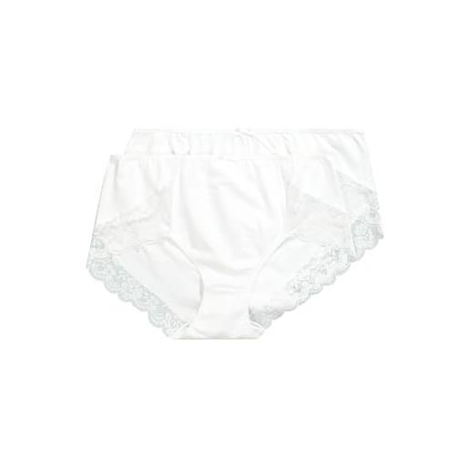 Ulla Popken 2er pack büroslips mit spitze confezione da 2 slip da ufficio con pizzo, bianco, 58-60 donna