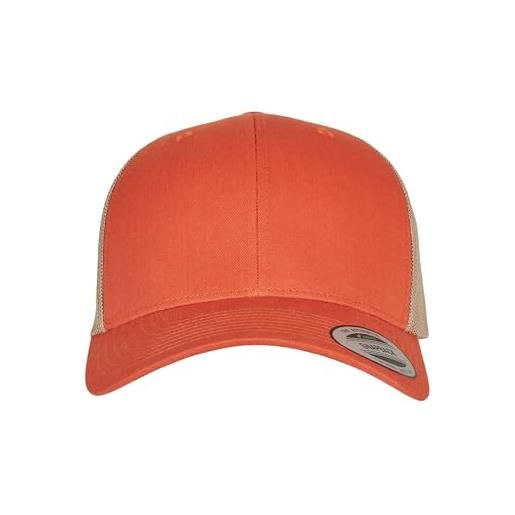 Flexfit berretto da baseball unisex, stile retrò trucker 2 toni, colore: arancione/cachi, taglia unica
