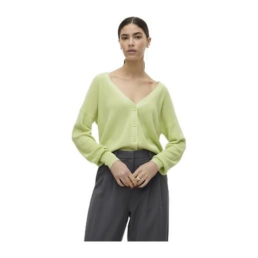 VERO MODA vmnewlexsun ls short v-neck car ga noos, maglione cardigan donna, bianco, xl