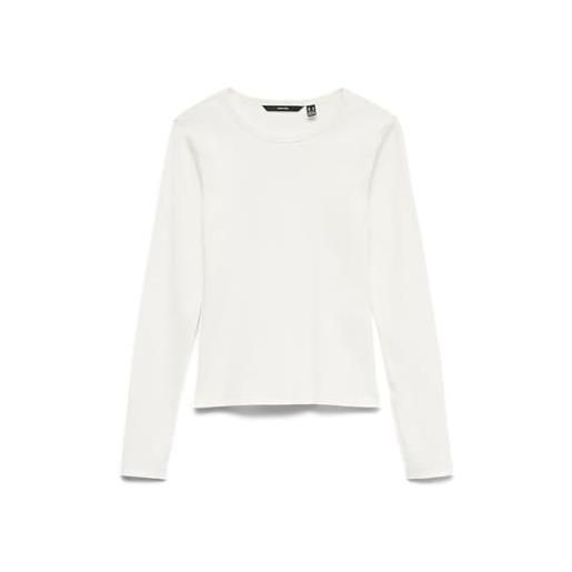 VERO MODA vmchloe ls short top jrs noos t-shirt, bianco, m donna