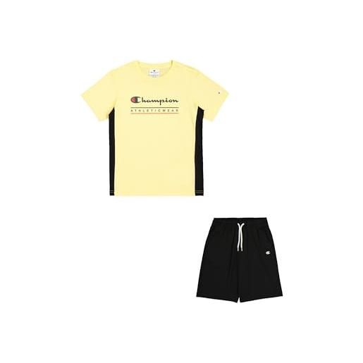 Champion legacy boy-graphic crewneck set with large logo, giallo (ys143), 11-12 anni bambini e ragazzi