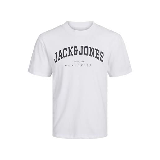 JACK & JONES jack&jones junior jjecaleb varsity tee ss o-neck sn jnr t-shirt, white/fit: loose, 140 bambino