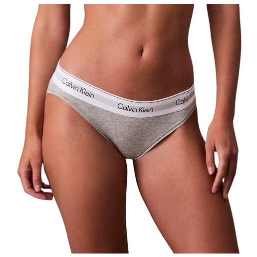 Calvin Klein donna slip taglio bikini con fascia con logo, grigio (grey heather), s
