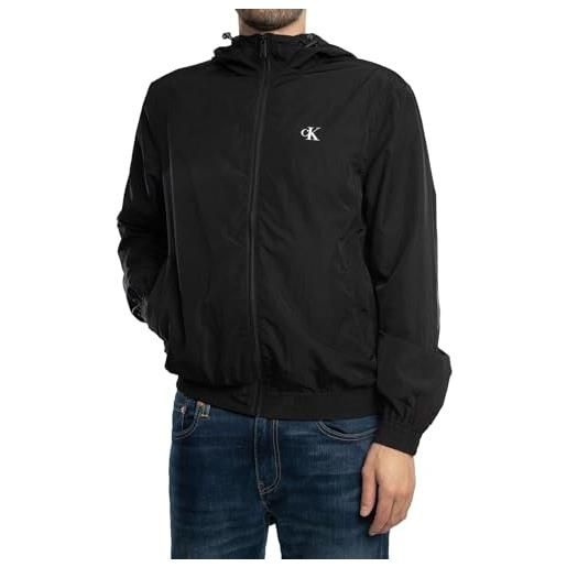 Calvin Klein uomo giacca a vento nylon hooded leggera, nero (ck black), s