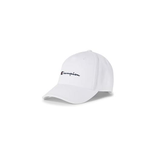 Champion icons accessories junior caps - 802421 woven cotton twill small script logo cappellino da baseball, bianco, taglia unica unisex - bambini ss24