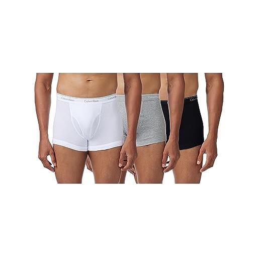 Calvin Klein pantaloncino boxer uomo confezione da 3 100% cotone, multicolore (black/white/grey heather), s