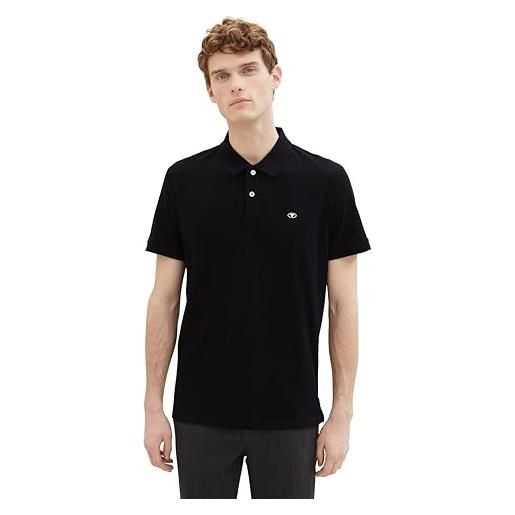 TOM TAILOR polo basic piqué, uomo, nero (black 29999), xxl