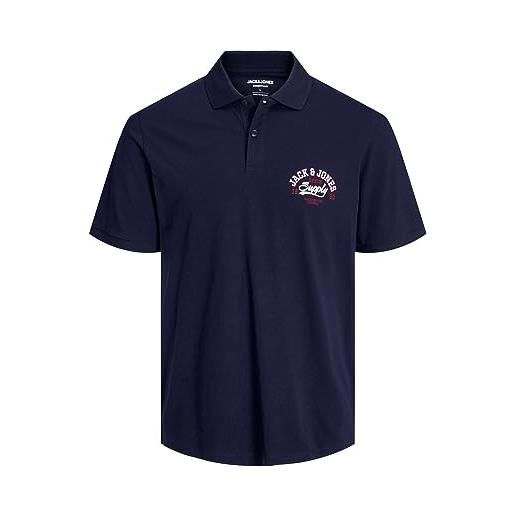 JACK & JONES jjelogo polo ss 2 col ss24 sn camicia a maniche lunghe, blazer blu marine, m uomo