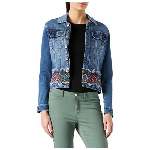 Desigual coat giacca in denim, blu, m donna