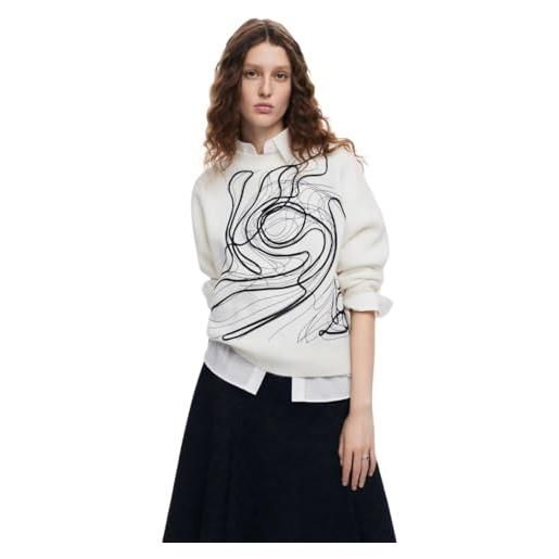 Desigual maglione da donna a maglia spessa felpa, bianco, xs