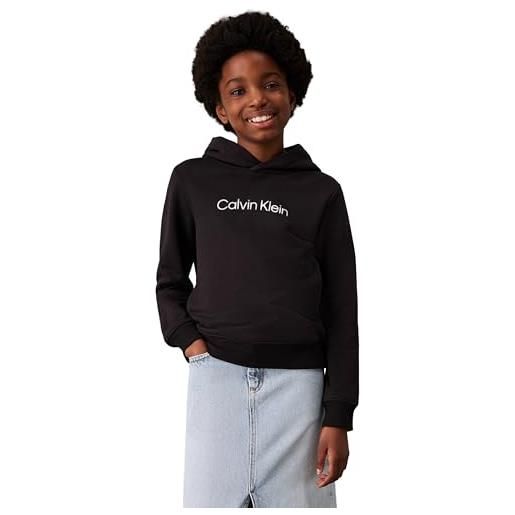 Calvin Klein felpa con cappuccio unisex con logo inst. Reg. Terry iu0iu00679, nera (ck black), 10 anni, nero (ck black), 10 years