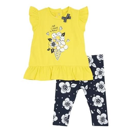 Chicco completo 2 pezzi t-shirt e leggings, bambine e ragazze, giallo, 6 mesi