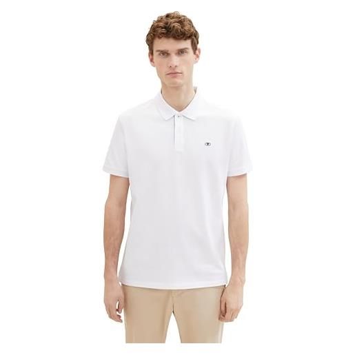 TOM TAILOR polo basic piqué, uomo, bianco (white 20000), s