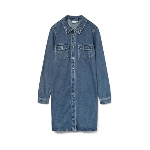 VERO MODA vmjennie ls-pantaloncini mix noos abito, media blu denim, m donna