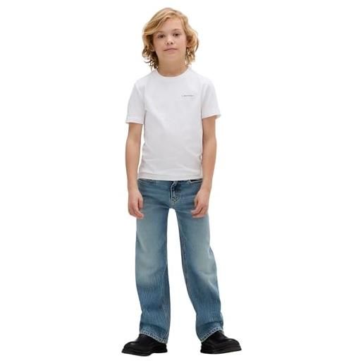 Calvin Klein chest inst. Logo ss t-shirt iu0iu00683 maglietta s/s, white (bright white), 12 anni unisex-adulto